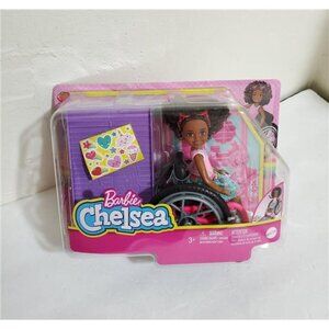 Barbie Chelsea Doll & Wheelchair Doll in Skirt & Sunglasses Ramp & Sticker Sheet